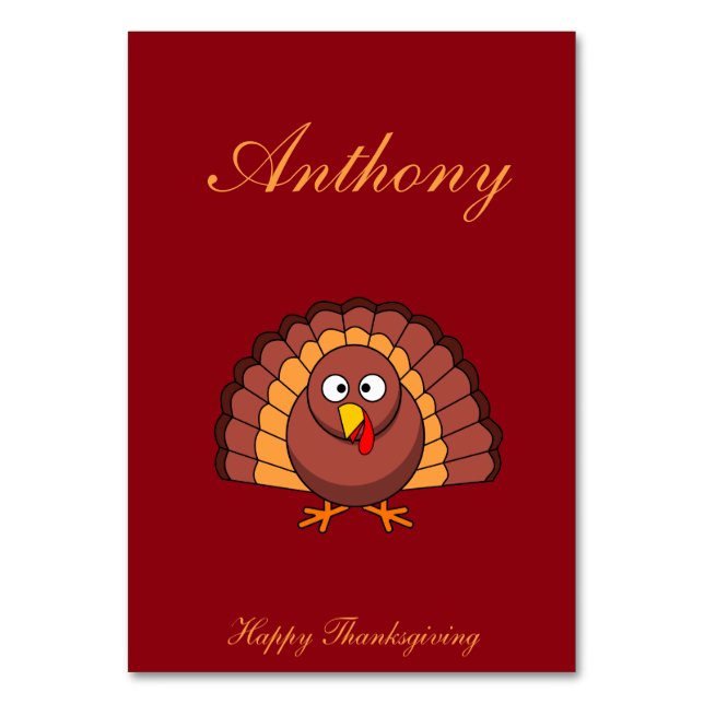 Anpassningsbar Red Thanksgiving Place cards with T Bordsnummer (Framsidan)