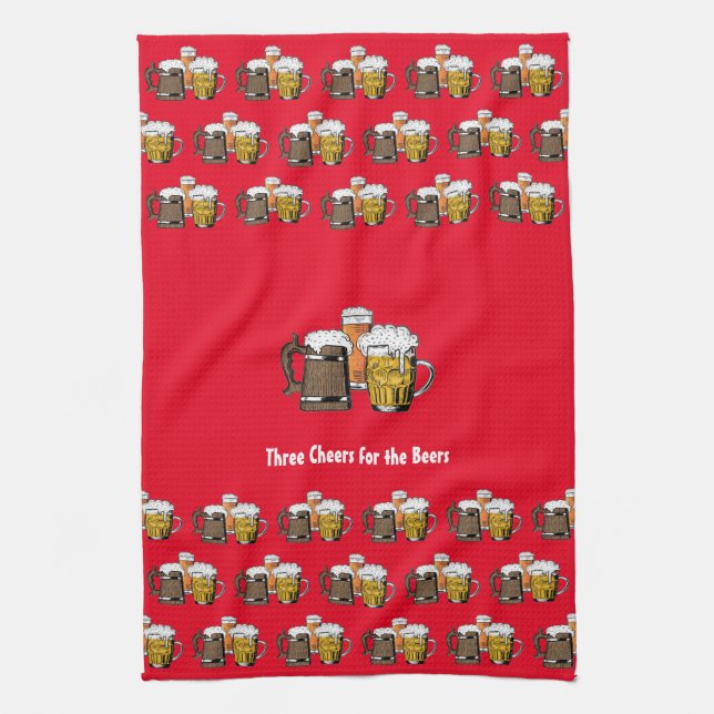 Anpassningsbar Red TRE ÖL Kökshandduk (Vertikal)