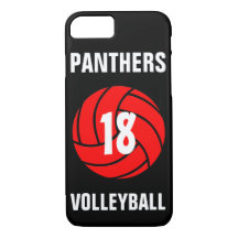 Anpassningsbar Red Volleyball Number & Team Phone 