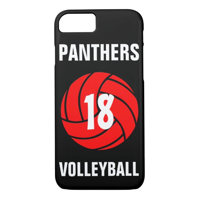 Anpassningsbar Red Volleyball Number & Team Phone  Case-Mate iPhone Skal (Baksida)
