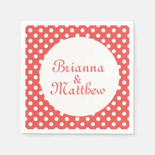 Anpassningsbar Red & White Polka Dot Bride & Groom Pappersservett