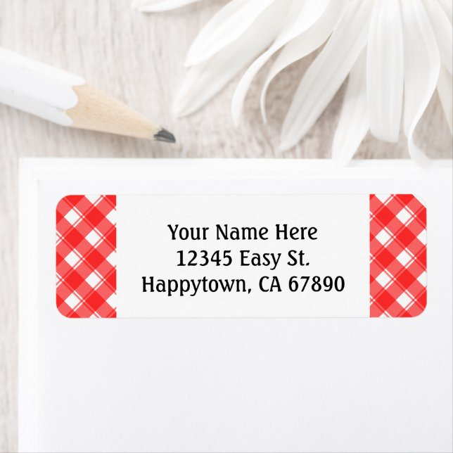 Anpassningsbar Red White Retro P Returetiketters Returadress Etikett (Insitu)