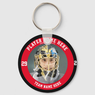 Anpassningsbar Red Youth Ice Hockey Teams Button K Nyckelring