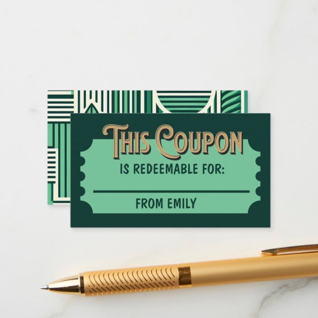 Anpassningsbar Redeemable Biljett Gift Idea-kupong Tilläggskort (Fram/Back In Situ)