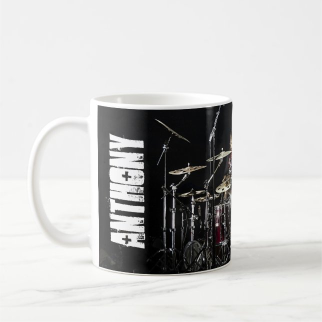Anpassningsbar redigerbar Namn-Drummer Kaffemugg (Vänster)