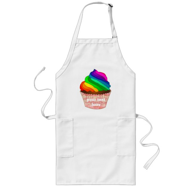Anpassningsbar regnbågskupong Pride-design Långt Förkläde (Framsidan)