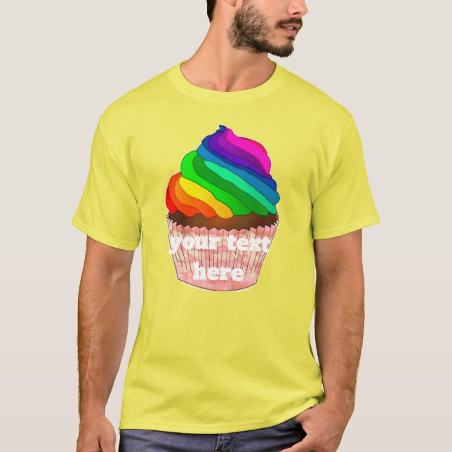 Anpassningsbar regnbågskuppkaka för Pride-design T Shirt (Framsida)