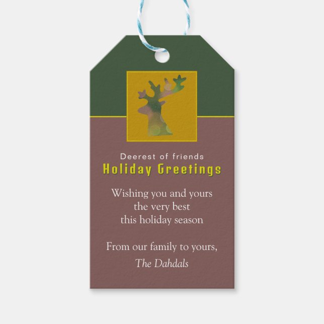 Anpassningsbar Reindeer Gräs Grönt Red Elegant jul Presentetikett (Framsidan)