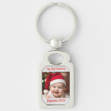 Anpassningsbar rektangel metall Baby första jul