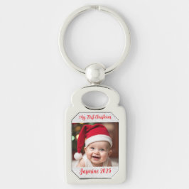 Anpassningsbar rektangel metall Baby första jul Rektangulärt Silverfärgad Nyckelring