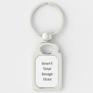 Anpassningsbar Rektangulärt Silverfärgad Nyckelring