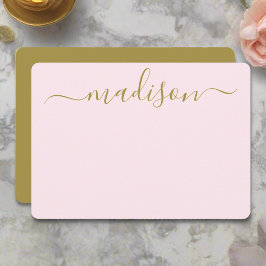 Anpassningsbar Ren  Rosa & Guld Typografi Namn Anteckningskort