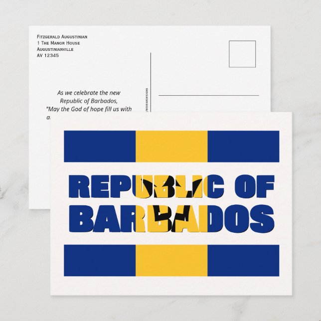 ANPASSNINGSBAR REPUBLIKEN BARBADOS HELG VYKORT (Fram/baksida)