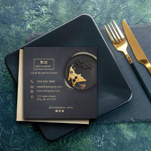 Anpassningsbar restaurangkort Svart, modernt fot Fyrkantigt Visitkort