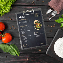 Anpassningsbar restaurangmeny | Svart modern fotom Flygblad