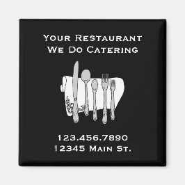 Anpassningsbar Restaurant Black and White Siverwar Magnet