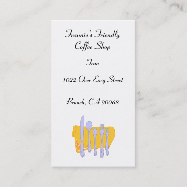 Anpassningsbar Restaurant Dinnerware Affärskort Te Visitkort (Framsida)