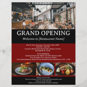 Anpassningsbar Restaurant eller Cafe Grand Open Reklamblad