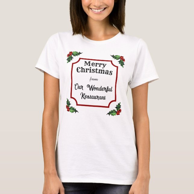 Anpassningsbar Restaurant God jul T Shirt (Framsida)
