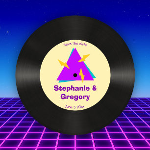 Anpassningsbar Retro 80s Faux Vinyl Record Spara d Inbjudningar