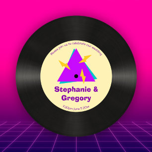 Anpassningsbar Retro 80s, hed Faux Vinyl Record Br Inbjudningar