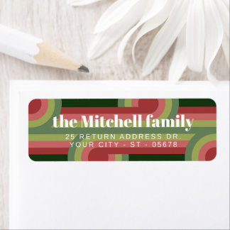 Anpassningsbar Retro Abstrakt Vågar Art Mönster Returadress Etikett