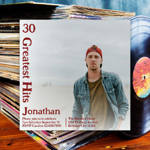 Anpassningsbar Retro Album Cover Music 30års födel Inbjudningar