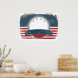 Anpassningsbar Retro American Flagga Monogram Poster