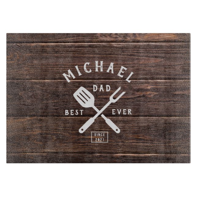 Anpassningsbar Retro BEST PAPPA EVER Rustic Mörk W (Framsidan)