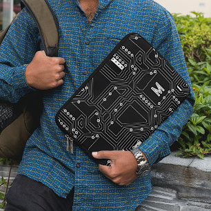 Anpassningsbar Retro Black White Computer Circuit Laptop Fodral