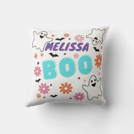 Anpassningsbar Retro Boo Halloween Blommig Design Kudde