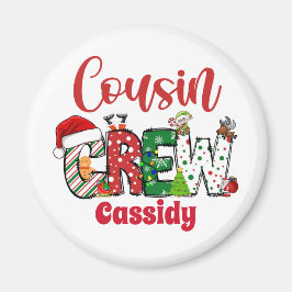 Anpassningsbar Retro Cousin Crew jul Magnet