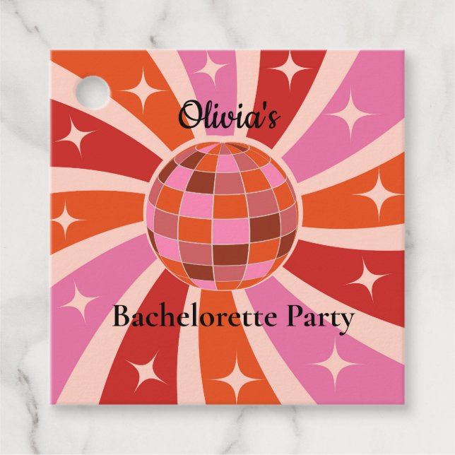 Anpassningsbar Retro Disco boll Bachelorette-parti Gåvor Etiketter (Framsida)