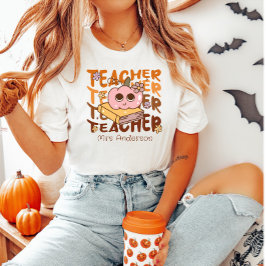 Anpassningsbar Retro Fall Teacher - Halloween Pump T Shirt
