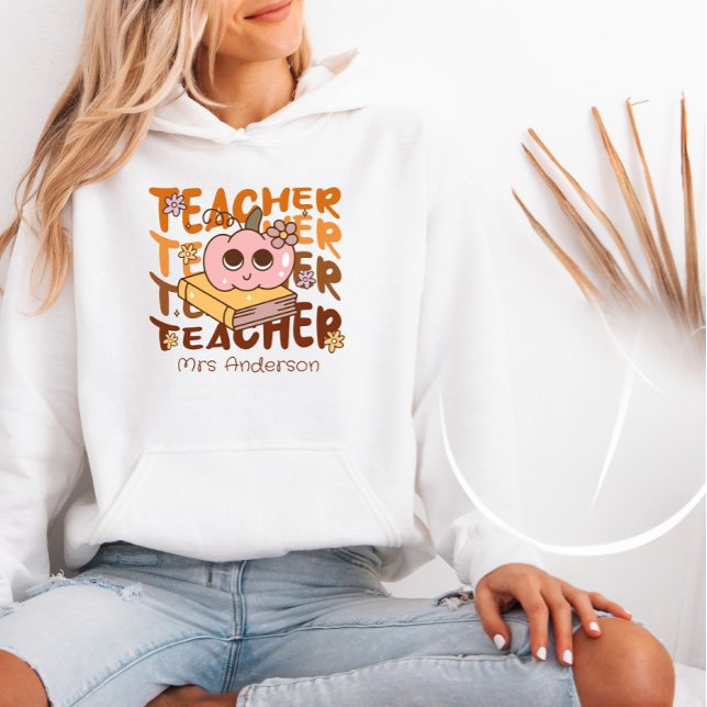 Anpassningsbar Retro Fall Teacher Halloween T Shirt (Skapare uppladdad)
