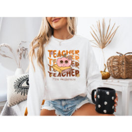 Anpassningsbar Retro Fall Teacher-Pumpkin & Bok Ha T Shirt
