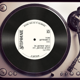 Anpassningsbar Retro Faux Vinyl Record Music 18:e  Inbjudningar