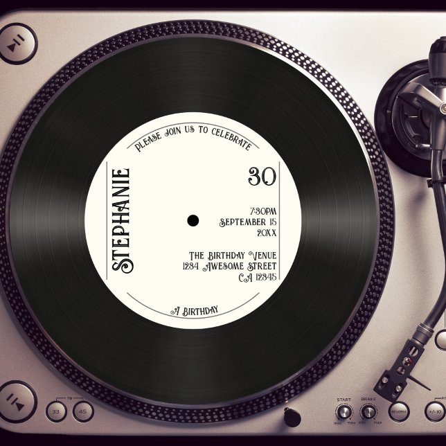 Anpassningsbar Retro Faux Vinyl Record Music 30års Inbjudningar (Skapare uppladdad)