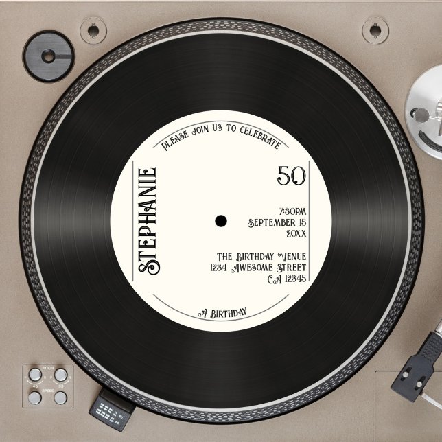 Anpassningsbar Retro Faux Vinyl Record Music 50:e  Inbjudningar (Skapare uppladdad)