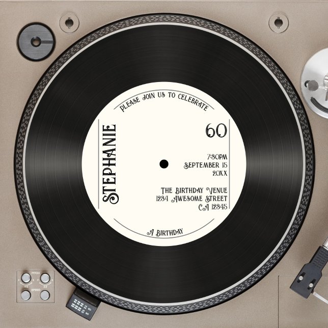 Anpassningsbar Retro Faux Vinyl Record Music 60:e  Inbjudningar (Skapare uppladdad)
