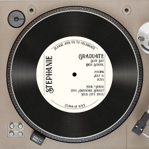 Anpassningsbar Retro Faux Vinyl Record Music Stude Inbjudningar