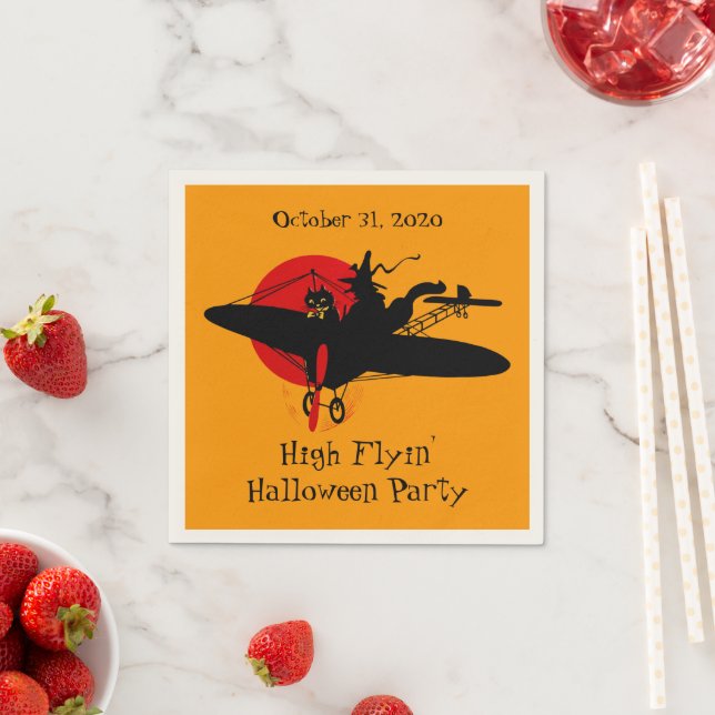 Anpassningsbar Retro Flies Witch Party Napkins Pappersservett (Insitu)