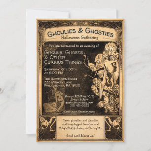 Anpassningsbar Retro Ghoulies Halloween-inbjudan Inbjudningar