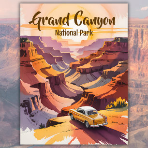 Anpassningsbar Retro Grand Canyon Watercolor Road Vykort