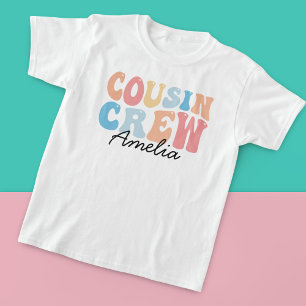 Anpassningsbar Retro Groovy Cousin Crew Kids T Shirt