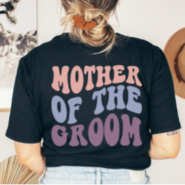 Anpassningsbar Retro Groovy Groom Mor Bröllopsfest T Shirt