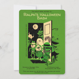 Anpassningsbar Retro Halloween-festinkallation Inbjudningar
