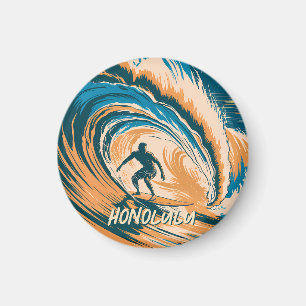 Anpassningsbar Retro Honolulu Hawaii Surfer Surfin Magnet