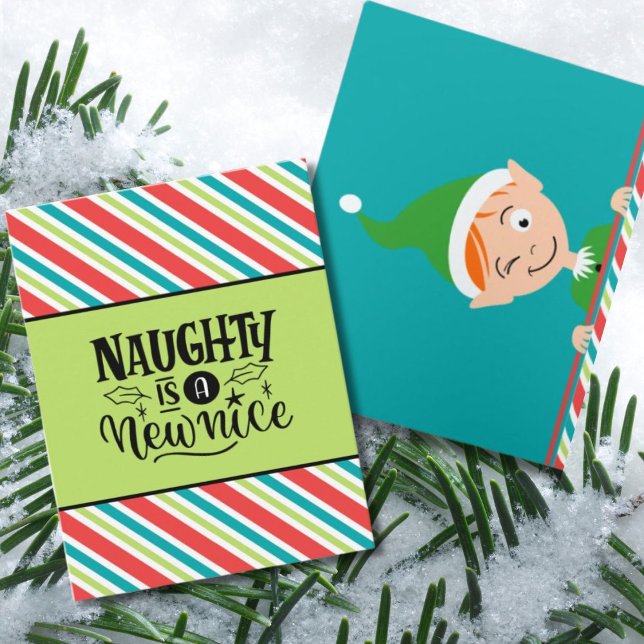Anpassningsbar Retro-jul: "Naughty is a New Nice" Kort (Christmas Card)