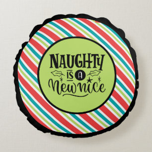 Anpassningsbar Retro-jul: "Naughty is a New Nice" Rund Kudde